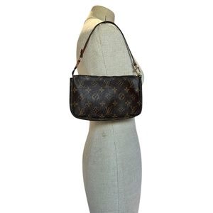 Vintage LOUIS VUITTON Brown Pochette Accessoires Monogram Bag Purse Authenticate